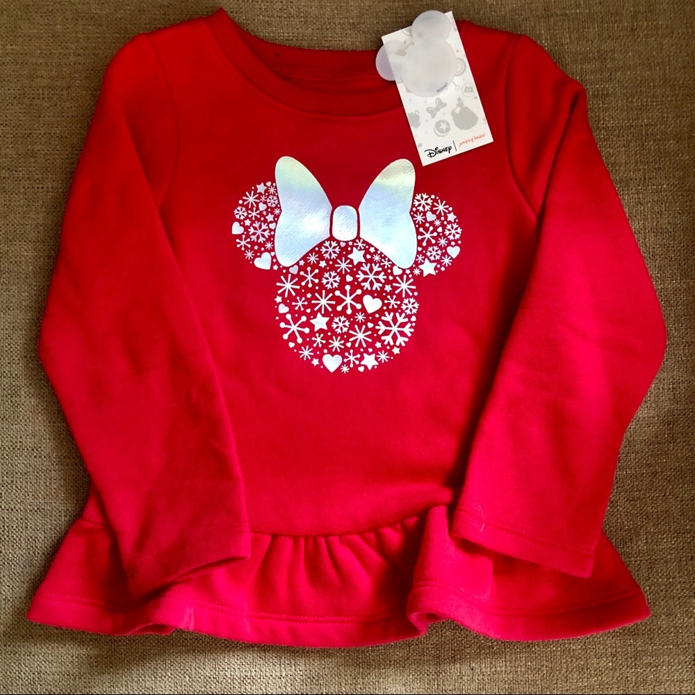 NWT Disney Minnie Mouse Little Girls Christmas Fleece Top- Size 24 Months